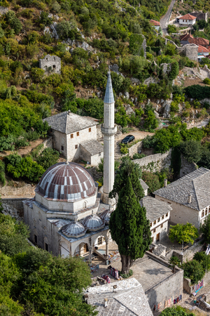 Hadji Alija's mosque in Pocitelj, built in 1563, restored in 2002, considered one of the most impressive Ottoman-period single-room domed mosques in Bosnia and Herzegovina.の写真素材