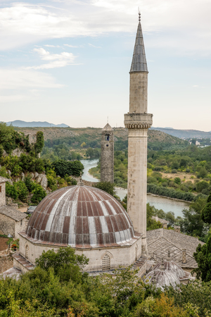 Hadji Alija's mosque in Pocitelj, built in 1563, restored in 2002, considered one of the most impressive Ottoman-period single-room domed mosques in Bosnia and Herzegovina.の写真素材