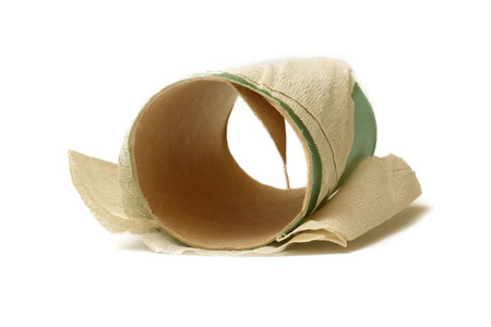 Core of of toilet paper on a white backgroundの写真素材