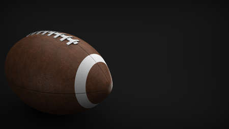 3D rendering of  American football brown ball and super bowl, perspective view with black background