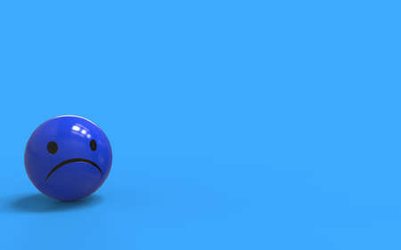 3D rendering of wallpaper. View of sad and lonely blue plastic ballの写真素材