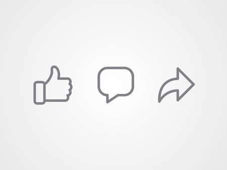 Abstract vector line icons design. Like, comment and share icon set. Social network signs.