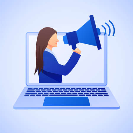Public relations and marketing background with symbols and people. Social media marketing concept. Flat style design with gradient. Modern vector.のイラスト素材