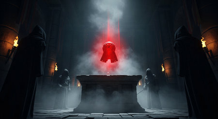 An illustration contrasting a primitive caravan with the giant, ruined remains of a futuristic bridgeの素材