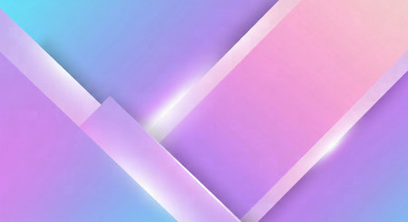 Abstract Geometric Background with Overlapping Shapes and Bright Glow in Pastel Pink and Blue Gradientsの素材