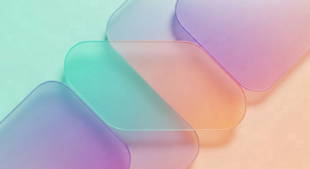 Abstract Composition of Layered Translucent Rounded Panels with Soft Color Gradientsの素材