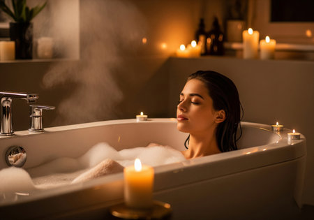 Woman Practicing Yoga Pose on a Beach at Sunriseの素材