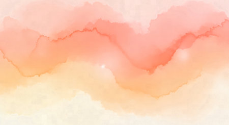 Abstract Watercolor Texture Background with Soft Orange and Peach Horizontal Wavesの素材