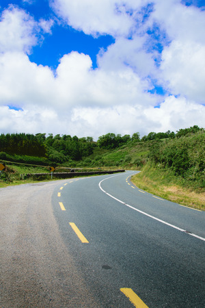 Winding road in Irish hillsの写真素材