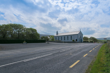 Irish church on the roadの写真素材