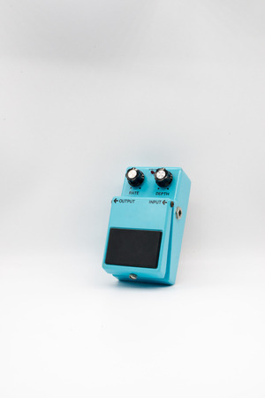 Vintage guitar pedal isolated on white backgroundの写真素材