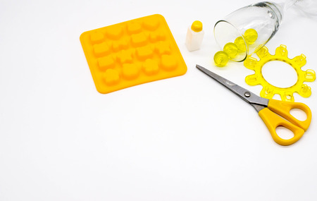Mix and Match yellow materials isolated on white background