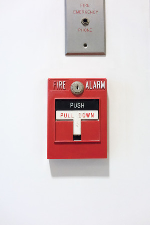 push in pull down switch fire isolated on white bakgroundの写真素材