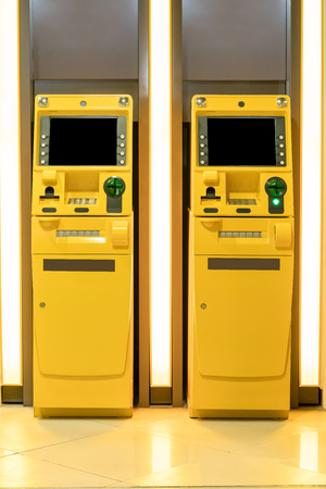 Yellow ATM machines. The station automatic machines.の写真素材
