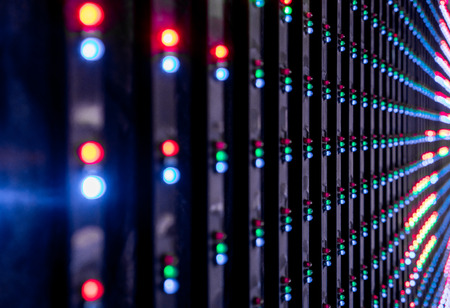 Colorful led light interaction wallの写真素材