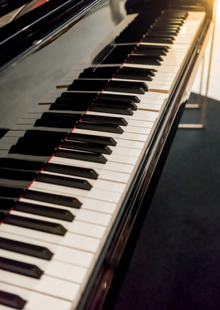 Auto Play Piano keys side view with shallow depth of fieldの写真素材