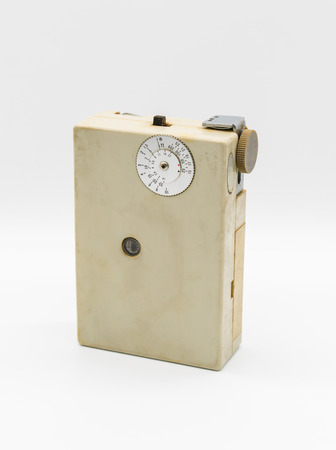 Pocket vintage radio isolated on white backgroundの写真素材