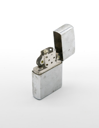 Vintage retro lighter isolated on white backgroundの写真素材