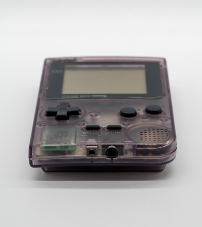 Bangkok, Thailand - Jan 18, 2018: Purple Game Boy Pocket, Vintage portable game by Nintendo. Illustrative, editorial.のeditorial素材
