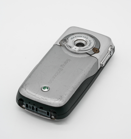 Used Sony Ericsson K700 Mobile Phone. Bangkok, Thailand - Feb 10, 2018: K700 was introduced in 2004 as a high-end mobile phone. Illustrative, editorial.のeditorial素材