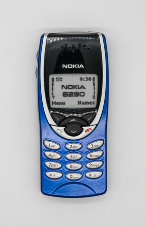 Used Nokia 8290 Mobile Phone. Bangkok, Thailand - Feb 10, 2018:  Nokia 8290 was a variant of the Nokia 8210 designed for the North American market using a single-band GSM-1900. Illustrative, editorial.のeditorial素材