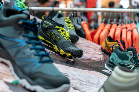 Merrel shop at Seacon, Bangkok, Thailand, Jun 30, 2018 : Outdoor footwear and apparel pop up store with attractive display at event hall.のeditorial素材