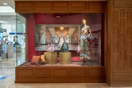 Jim Thompson shop at Central World, Bangkok, Thailand, Sep 2, 2018 : Luxury Thai silk brand for...