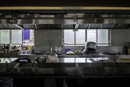 Kitchen interior background from thai kitchen style with kitchenware. Modern Thai cooking conceptの写真素材