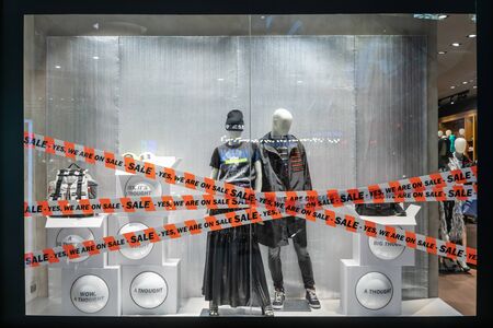 Diesel shop at Emquatier, Bangkok, Thailand, Dec 25, 2018 : Luxury and fashionable brand window display. New collection of casual clothings and bags.のeditorial素材