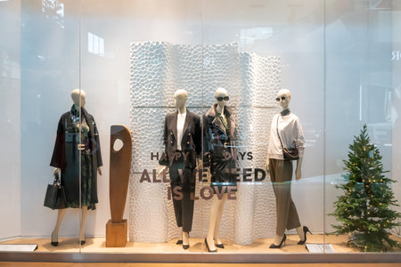 Mango shop at Emquatier Thailand, Nov 27, 2020; Luxury and fashionable brand window display. Winter...