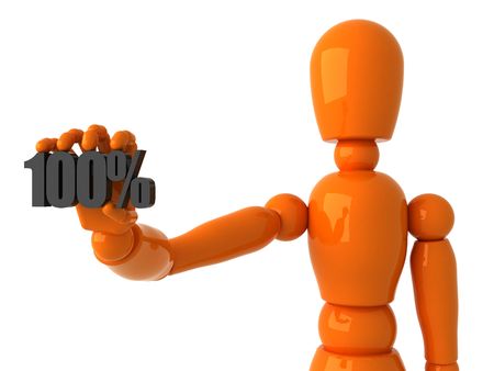 Orange mannequin with 100%の写真素材