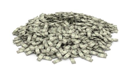 Isolated heap of money stacksの写真素材