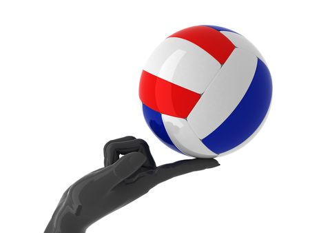 Volleyball ball on forefinger. Isolated.の写真素材