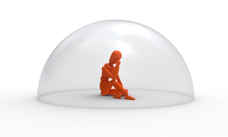 Orange mannequin in a bell glass.の写真素材