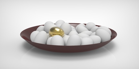 One gold egg and many white の写真素材
