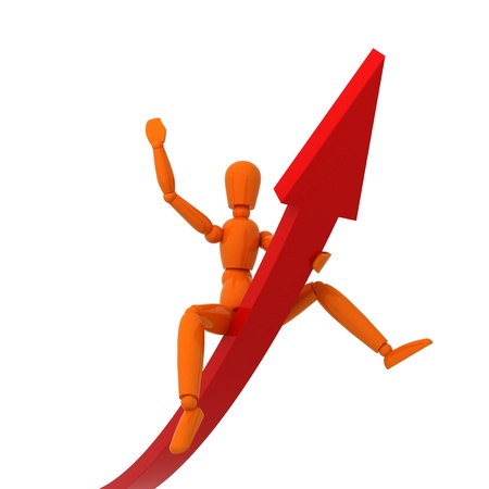 Orange mannequin and red graph  Isolated の写真素材