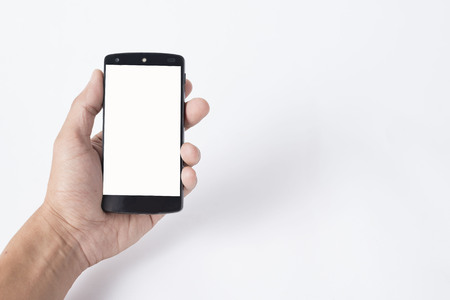 hand holding smartphoneの写真素材
