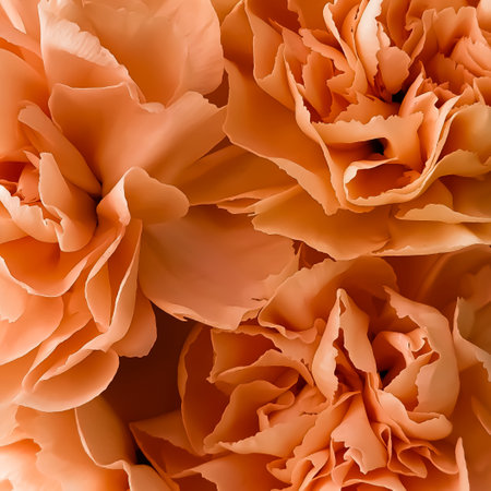 Close up of orange carnation flower petals. Natural floral backgroundの写真素材