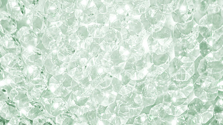 abstract background of crystal clear glass with light spots in green colorsの写真素材