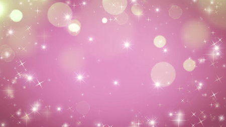 pink background with bokeh lights and stars, abstract backgroundの写真素材
