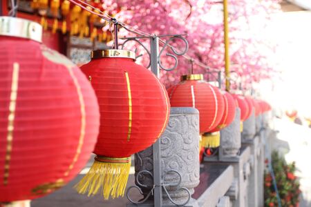 the atmosphere of preparation for the Chinese New Year celebration was taken at the Liong Hok Bio temple in the city of Magelang, Indonesia, on January 24, 2020のeditorial素材