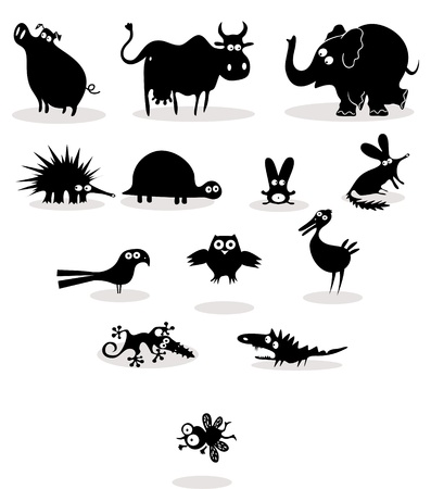 Set of black animal silhouettesのイラスト素材