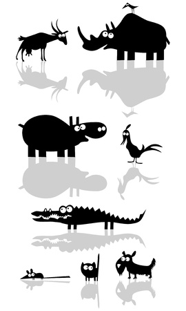 Funny Vector Animal Silhouettes のイラスト素材