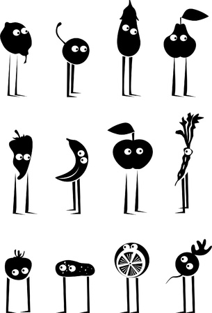 Funny fruits and vegetablesのイラスト素材