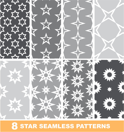 Set of 8 seamless patterns with starsのイラスト素材