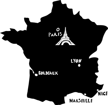 France, vector map のイラスト素材