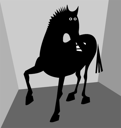 Funny black horseのイラスト素材
