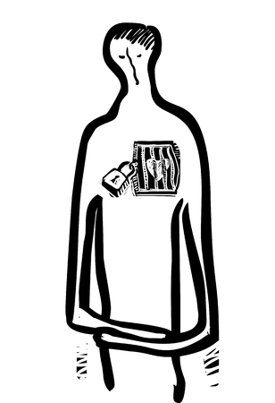 Man with heart locked.のイラスト素材