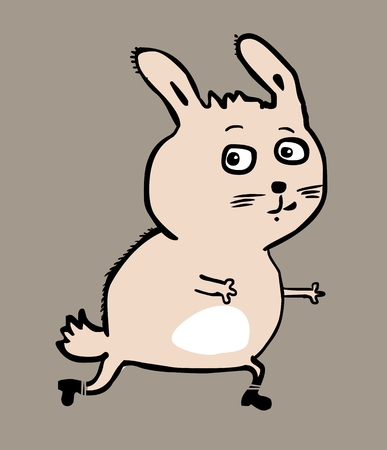 Funny rabbit on gray presentation.のイラスト素材