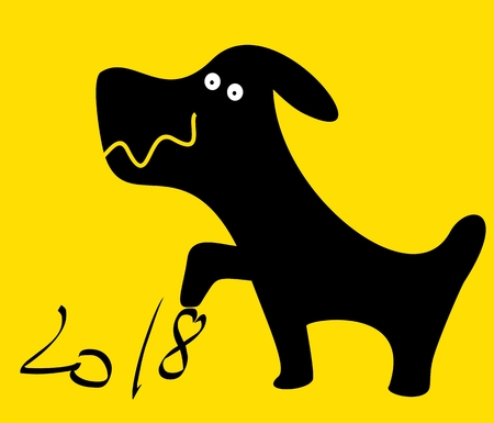 Happy New Year greeting card with dog design.のイラスト素材
